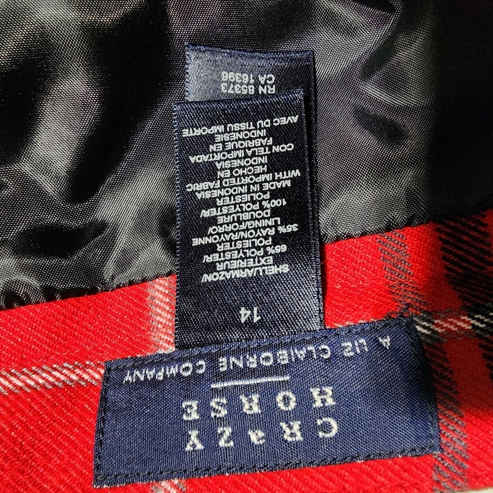 Liz Claiborne Crazy Horse Vintage Tartan Red Black Plaid Maxi Skirt - Picture 9 of 10